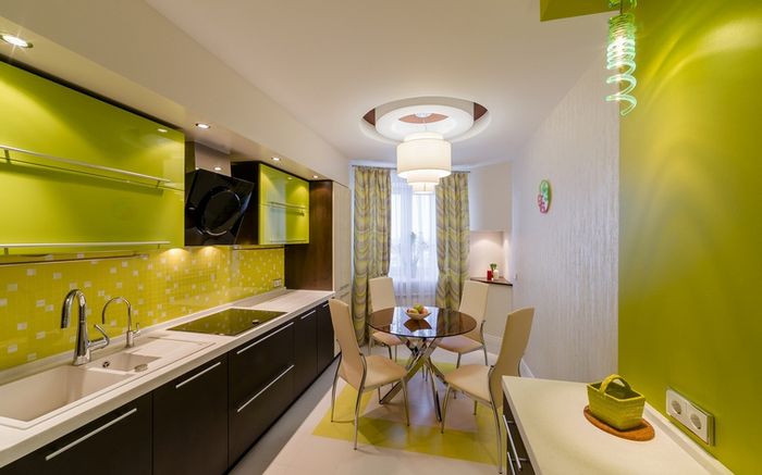 Дизайн интерьер кухни в зеленом цвете